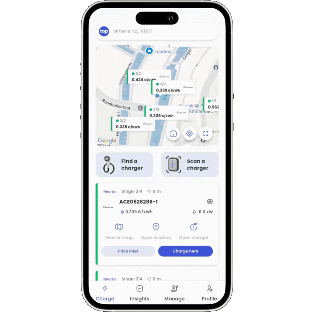 Scan a charger sticker to find the charger in-app and start a session